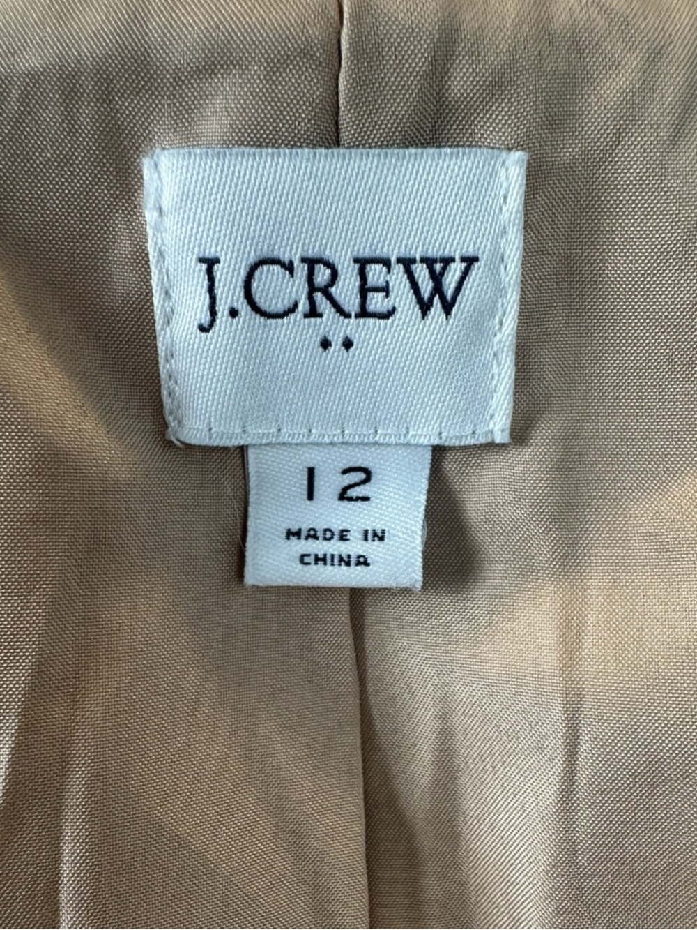 J.Crew Camel Wool Blend Zip Front Village Coat Women’s Size 12 - Picture 9 of 11